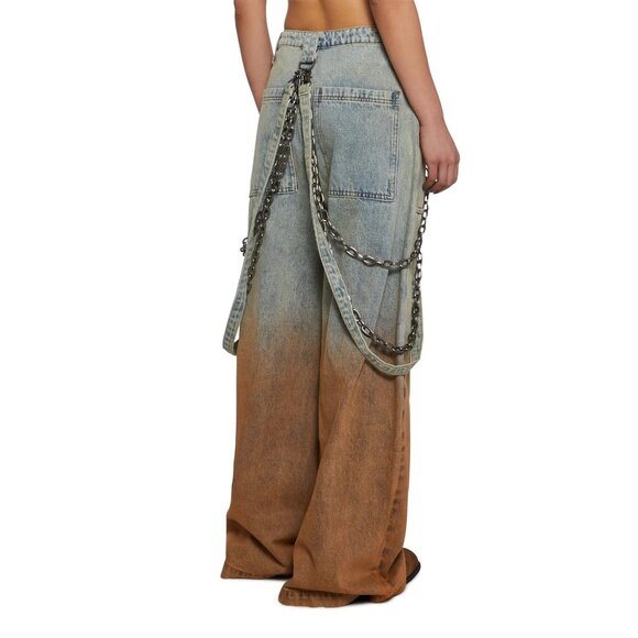 Current Mood Dolls Kills Angry Texts Denim Jeans in Blue Orange - Picture 3 of 7